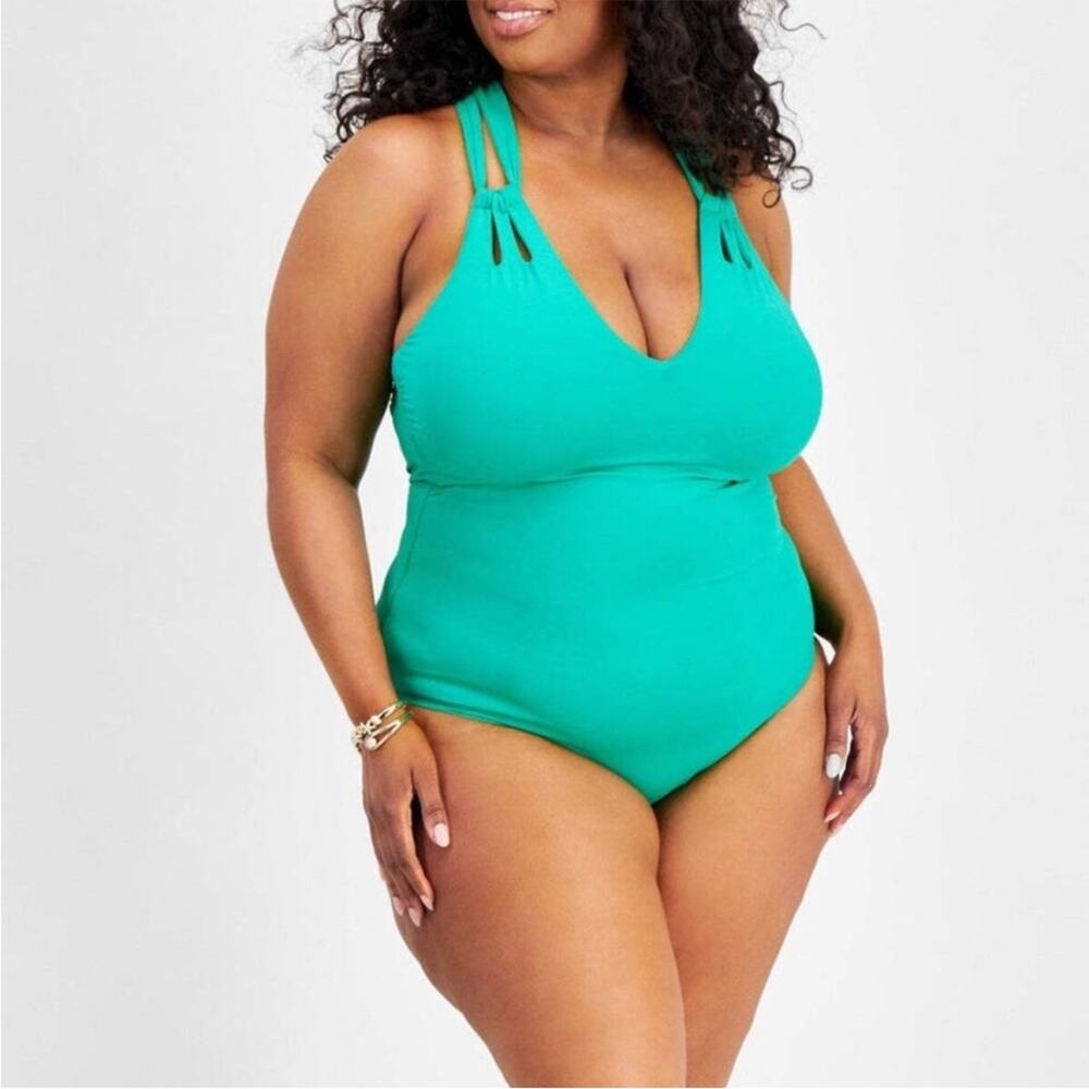 Becca Etc Strappy One Piece swimsuit green verde - 2X